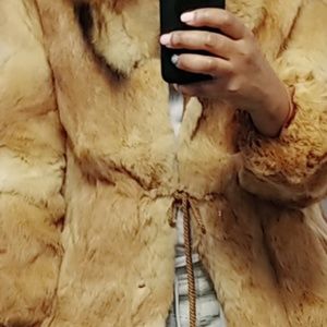 JAQUES ARAN TAN Rabbit & Fox fur coat